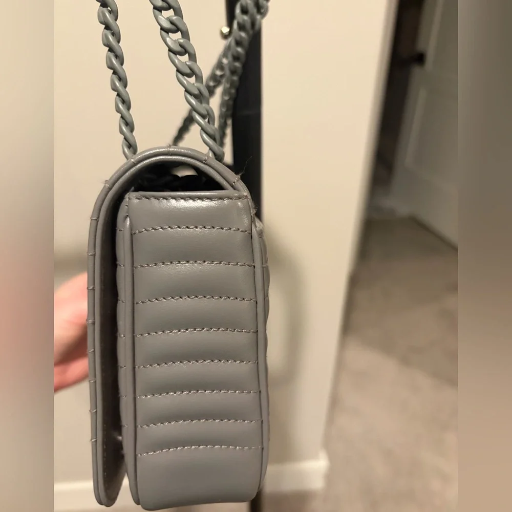 Prada Diagramme Grey Leather Bag w/ Chain Strap - Picture 8 of 13